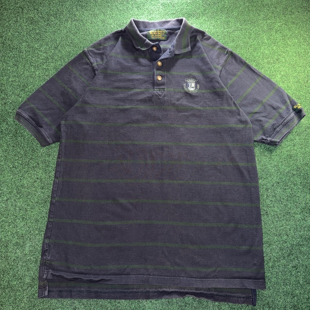 Vintage Old Course Golf Of St. Andrew's Scotland Polo Shirt Mens 2XL Blue Green